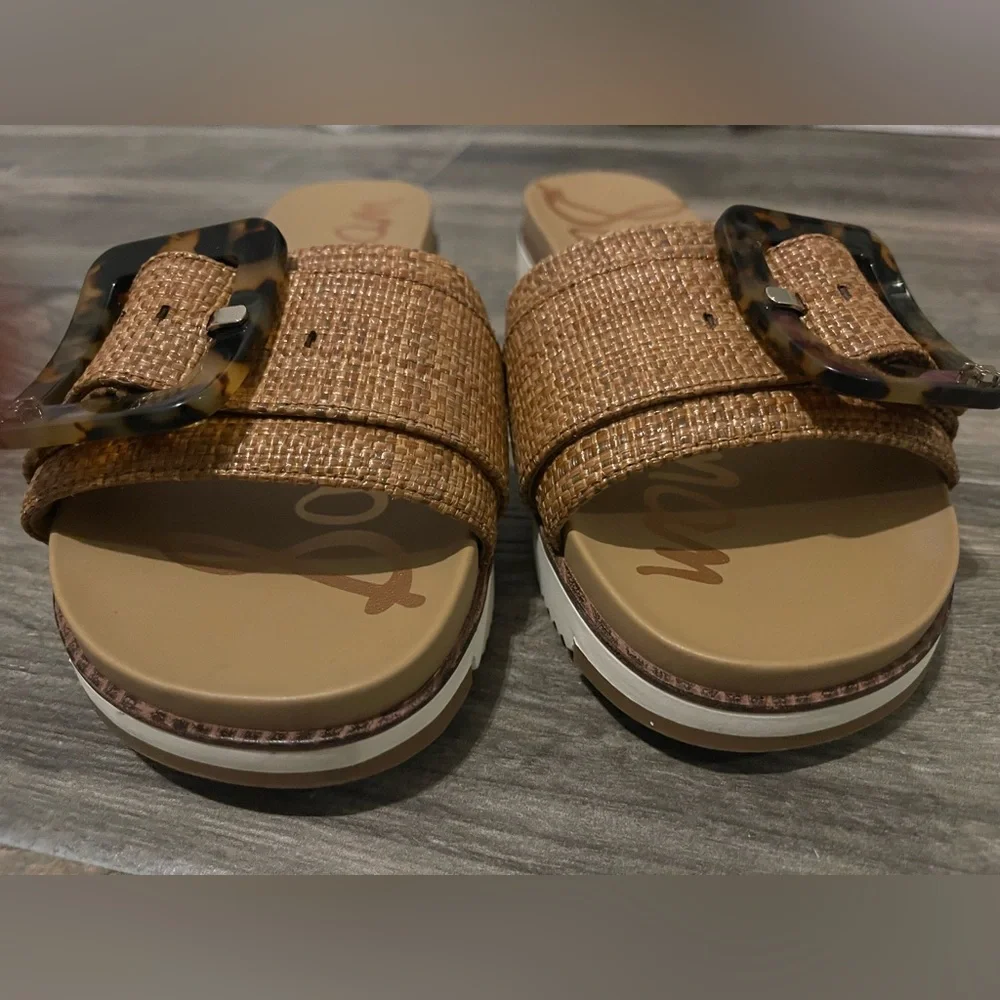 Sam Edelman Ariane Big Buckle Platform Slide Sandal in Cuoio Sz. 8.5 - Picture 7 of 9